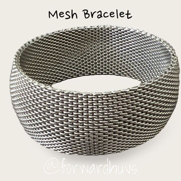 Stainless Steel Silver Tone Mesh Bracelet - Picture 3 of 10